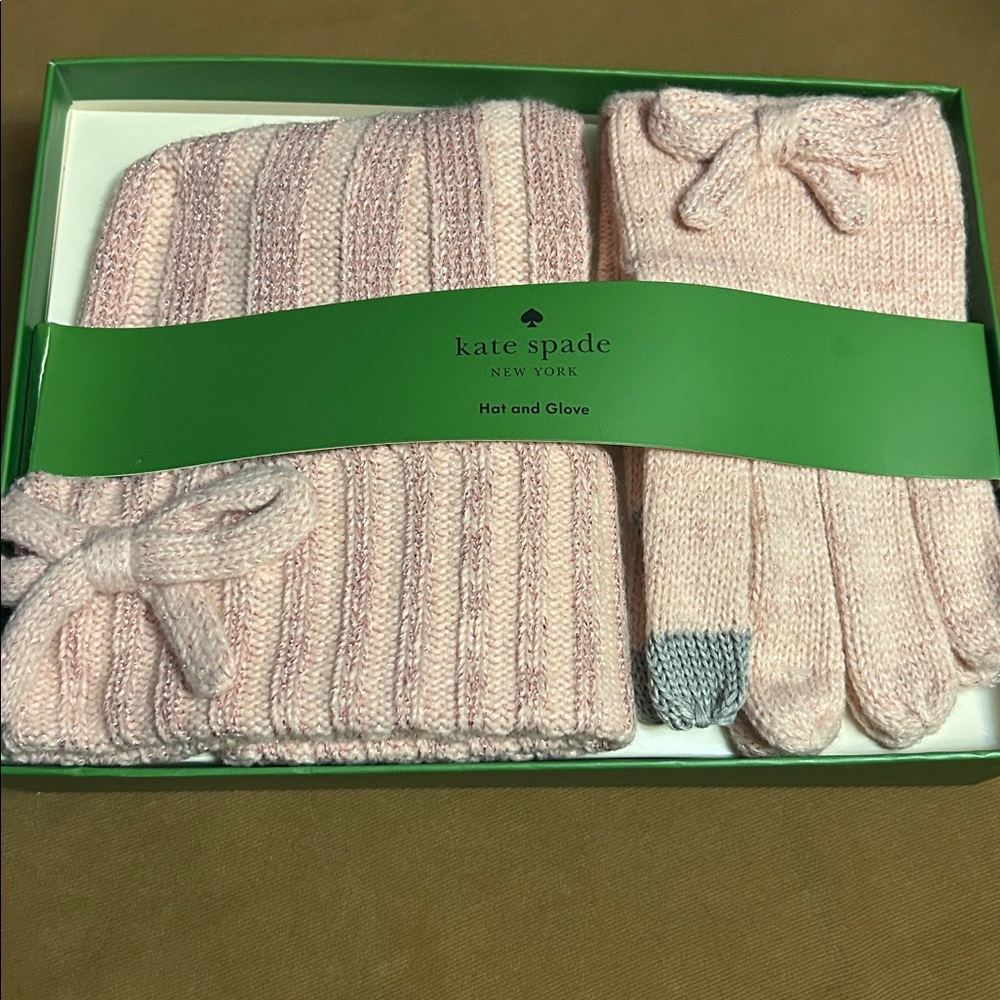 Kate Spade Light Pink Scarf, Hat and Glove set